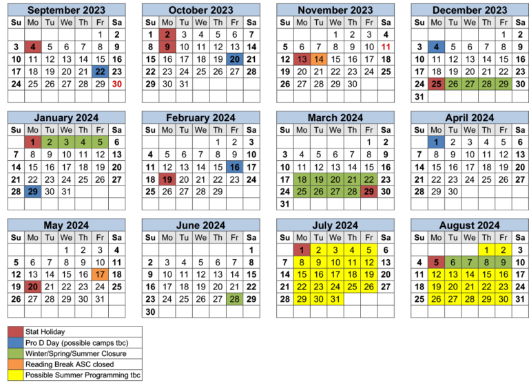 ASC Calendar 2023 2024 Bowen Children's Centre